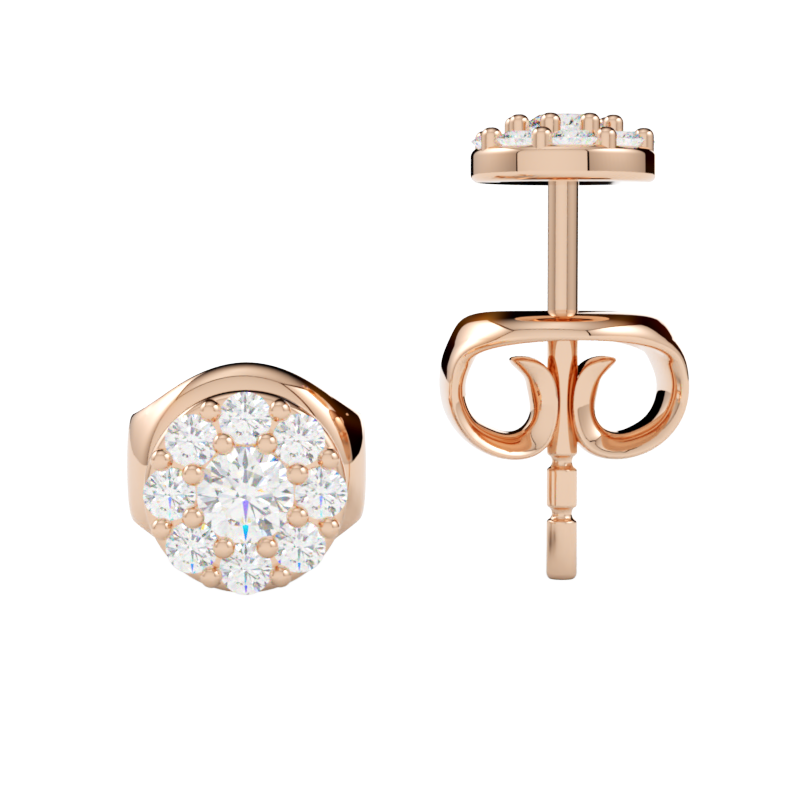 Kolczyki z diamentami Halo – złoto różowe 750 – GOLDPORT